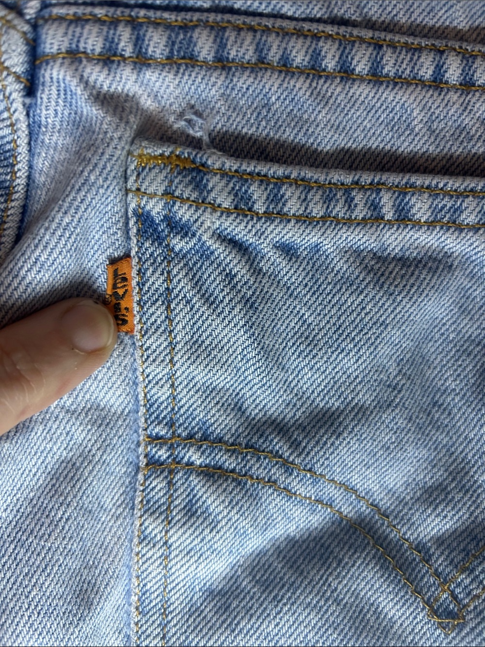 Vintage 90s Levi's Light Wash Denim Shorts | High Rise Mom Shorts | Orange Tab - Picture 10 of 12